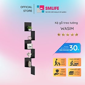 Kệ gỗ treo tường trang trí hiện đại SMLIFE Wasim  | Gỗ MDF dày 17mm chống ẩm | D20xR20xC128,5cm