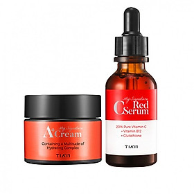 Bộ Tinh Chất Và Kem Dưỡng Trắng Sáng Da, Mờ Thâm TIAM (Red C Serum 30ml & A+ Cream 50ml)