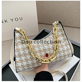 Túi Xách Đeo Chéo Thời Trang Thu Đông Phối Xích Họa Tiết HOUNDSTOOTH Sành Điệu - Mã XT031