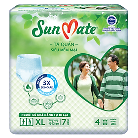 Mẫu mới Tã quần SunMate siêu mềm mại G1 mới size XL-07 miếng