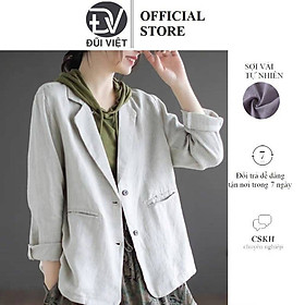 Áo blazer linen dài tay phong cách phóng khoáng thanh lịch Đũi Việt DV10
