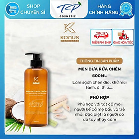 Nước Rửa Chén Enzyme Dừa Konus 500ml – Tinh Dầu Sả Chanh, Khử Mùi, Sạch Dầu Mỡ, Dịu Da Tay