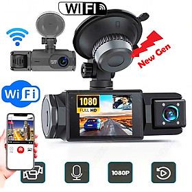 Camera Hành Trình Wifi 2 Mắt Thế Hệ Mới FHD 1080P 64GB 30fps Xoay 180° Night Vision Ghi Âm Ghi Hình Rõ Nét Kết Nối Điện Thoại Android iOS - with 64GB