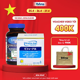 Combo tăng cân: Tảo Mặt Trời Earthrise Spirulina Gold Plus và Men vi sinh Bifina R Nhật bản 60 gói