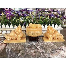 Mua Bộ combo Tỳ Hưu dài 12cm và Bát tụ bảo  bát tụ tài  bát tụ lộc  bát vàng phong thủy đường kính 10cm chiêu nạp tài lộc