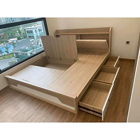 Mua GIƯỜNG GỖ MDF CÓ HỘP ĐẦU GIƯỜNG KÈM NỆM + DÁT GIƯỜNG LẬT VÀ 3 NGĂN KÉO TO MẪU THIẾT KẾ SANG TRỌNG HIỆN ĐẠI GIÁ RẺ HÀ NỘI