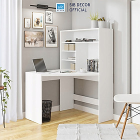Mua Bàn Gỗ Chữ L Cách Điệu Nhiều Ngăn Màu Trắng  Thương Hiệu SIB Decor BLV108