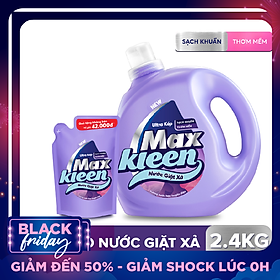 Chai Nước Giặt Xả Maxkleen Hương Huyền Diệu Sạch Khuẩn Thơm Mềm Tiện Lợi & Tiết Kiệm 2.4Kg Tặng Túi 600G