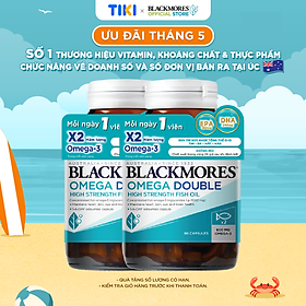 Combo 2 Lọ Viên Uống Dầu Cá Bổ Sung Omega Hỗ Trợ Cho Tim, Mắt và Da Blackmores Double Omega High Strength 90 Viên/Lọ