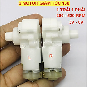 2 Motor giảm tốc mini 1 TRÁI 1 PHẢI 130 3V - 6V tốc độ 260 - 520 Vòng - KG006