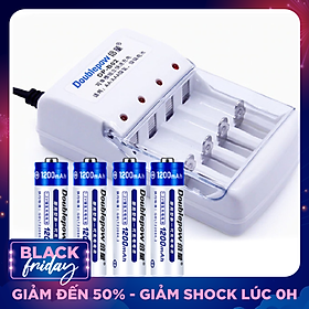 Bộ Sạc Pin AA AAA + 4 Pin AA 1200mAh Doublepow (Hàng nhập khẩu)