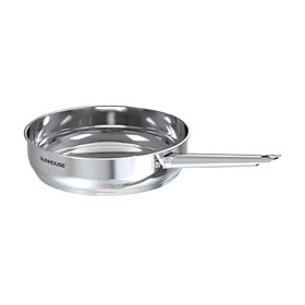 [Hàng chính hãng] Chảo Inox 304 cao cấp Sunhouse Healthy IN16-20-24-26-28M9 - Phù hợp mọi loại bếp - Tay cầm Inox không gỉ