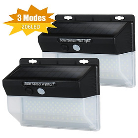 Đèn năng lượng mặt trời, cảm biến chuyển động, không dây 206 LED, chống nước tiêu chuẩn IP65