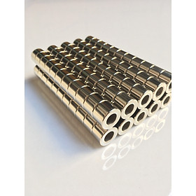 Bộ 10 Viên Nam Châm Trắng 15x10mm lỗ M8 ( Từ Tính Hút Cực Mạnh ), Nam Châm Đất Hiếm NdFeB