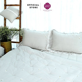 Mua Vỏ gối thiết kế hoa văn thêu Grand - Ghi