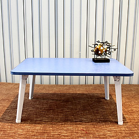 Double computer table bed with foldable laptop table elephant legs high cold blue