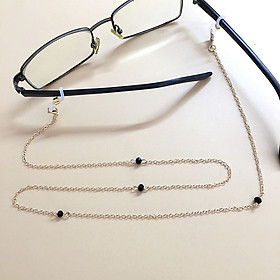Dây chuyền mắt kính mặt nạ khẩu trang hạt pha lê đen điểm nhấn ấn tượng đa phong cách