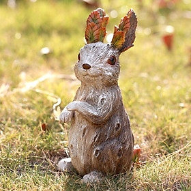 Resin Cute Rabbit Figurine Animal Sculptures Artwork for Outdoor Home Decor