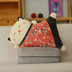 Mua Gối Tựa Lưng Gối Trang Trí Sofa Hình Mèo Neko May Mắn Siêu Dễ Thương Kèm Mền