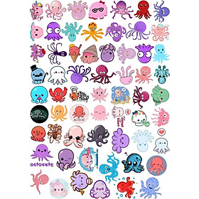 Ảnh Sticker bạch tuộc 30-60 hình ép lụa khác nhau / hình dán bạch tuộc con mực