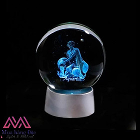 Mua Quà Tặng Sinh Nhật Tháng 2 Quả Cầu Pha Lê 3D Led Laser Cung Bảo Bình Aquarius