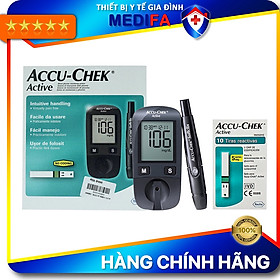 Máy Đo Đường Huyết Accu Chek ACTIVE Kèm Hộp 25 Que Thử, Bút Lấy Máu