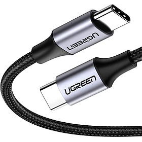Ugreen UG50150US261TK 1M 60W hỗ trợ sạc nhanh PD cáp USB type C màu đen mạ nickel đầu bọc nhôm chống nhiễu - HÀNG CHÍNH HÃNG