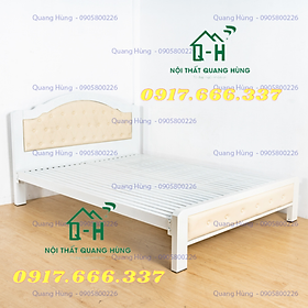 Giường sắt ngủ cao cấp có nệm bọc  1m4 - Sắt hộp 5x10 độ bền cao