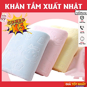 Mua Combo 5 Khăn Tắm Xuất Nhật Khổ Lớn 1m4x70cm Khăn Tắm Siêu Mềm