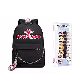 Combo 2 món đồ MOMOLAND gồm balo thông minh đen bookmark đánh dấu sách 62 tấm