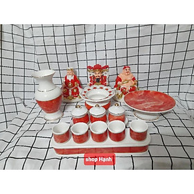 _Combo thờ cúng Ông Địa Thần Tài đá đỏ size nhỏ