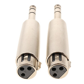 2Pcs 6.35mm Mono Male Plug to 3 Pin XLR Female Audio Connector Converters