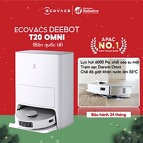 Mua Robot hút bụi lau nhà Ecovacs Deebot T20 Omni - Trắng/bạc Bản Quốc tế - App Tiếng Việt  hàng nhập khẩu chính hãng full VAT  bảo hành chính hãng 24 tháng bởi Vietnam Robotics  lực hút 4300Pa  thời gian hoạt động 260 phút liên tục