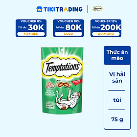 Bánh Thưởng Cho Mèo Temptations Vị Hải Sản 75g/túi