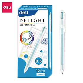 01 Bút bi nước mực gel bấm nhiều màu 0.5mm Deli xinh xắn nhanh khô viết đều trơn tru lâu hết mực chất lượng cao EG118