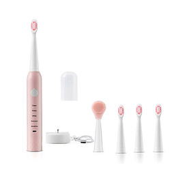 Bàn Chải Đánh Răng Điện Siêu Âm Sonic Có Thể Sạc Lại Ipx7 Usb Sạc Nhanh Với 4 Đầu Bàn Chải Thay Thế Cho Người Lớn