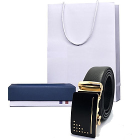 Bộ quà tặng thắt lưng, dây nịt nam khóa tự động có hộp đựng + túi tặng kèm