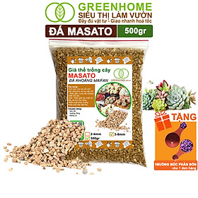 Đá Khoáng Masato Greenhome, Bao 500gr, Loại Cao Cấp, Sạch Bụi, Không Vụn, Rải Mặt, Kích Rễ, Giúp Sen Đá Lên Màu Nhanh