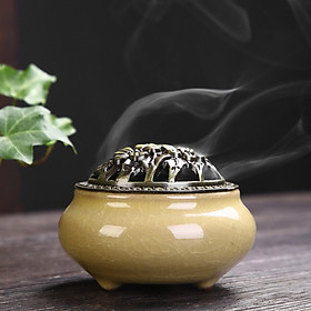Mua (GIÁ SALE) Lư Xông Trầm Hương - Đỉnh Đốt Nhang Bằng Gốm Vân Rạn Cao Cấp Thiết Kế Tinh Xảo Kèm Lót Bông Đế Chống Cháy