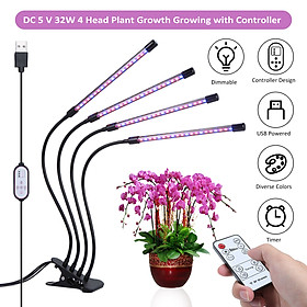 D C 5 V 32 W 4 H-ead Plant Growth Growing Clip Clamp Lamp Flora Light USB Powered Operated with Remote Control/ Line