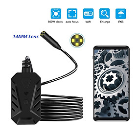 ENWOR 5.0MP Wireless Endoscope Camera Auto Focus 3X Zoom 1920P HD IP68 Waterproof Lens WiFi Industrial Rigid Cable Endoscope Cable Length: 2m