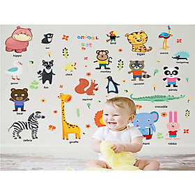 Decal dán tường thú tiếng anh mới hm