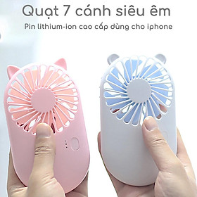 Mua Quạt Cầm Tay Mini  Sạc USB Dễ Thương 7 Cánh Pocket Fan Có Chân Đế.