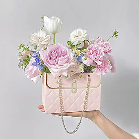 Giỏ cắm hoa 10 cái GUCHI 2023 - Túi bìa briston hồng,1 cái 10*11*15cm