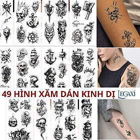 49 Hình Xăm Dán Đầu Lâu Tatto Party Halloween Hình Bánh Lái Mỏ Neo Hoa Hồng Cá Ngựa Thuyền Cướp Biển