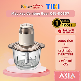 Mua Máy xay thịt  tỏi  thực phẩm Bear QSJ-D03D7 - Dung tích 2L  2 mức độ điều chỉnh  cối thủy tinh - HÀNG CHÍNH HÃNG