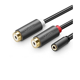 Dây chuyển đổi 3.5mm cái sang 2 đầu RCA cái dài 20CM UGREEN AV109 10562 - Hàng chính hãng