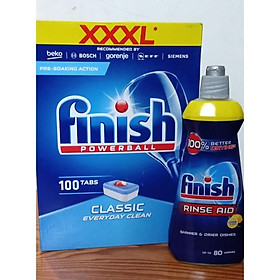 Combo Nước làm bóng 750ml Finish + Viên rửa bát Finish Classic 85 viên