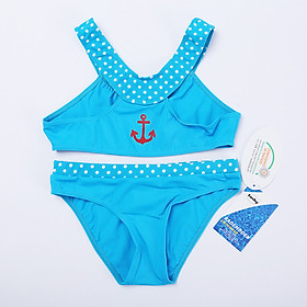 Bikini bé gái hai mảnh Fashy nhập khẩu 100% từ Đức màu xanh dương chấm bi - 128