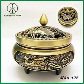 Mua Lư đốt trầm bằng đồng  lư đồng xông tầm  lư hương đồng 100% đồng nguyên chất  chạm khắc tinh xảo nặng 300-400gr